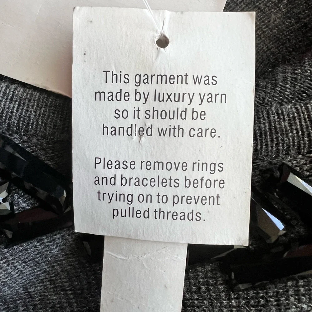 Adrienne Vittadini Carbon Heather Open Front Sweater Luxury Mercerized Wool Sz S - Picture 11 of 13